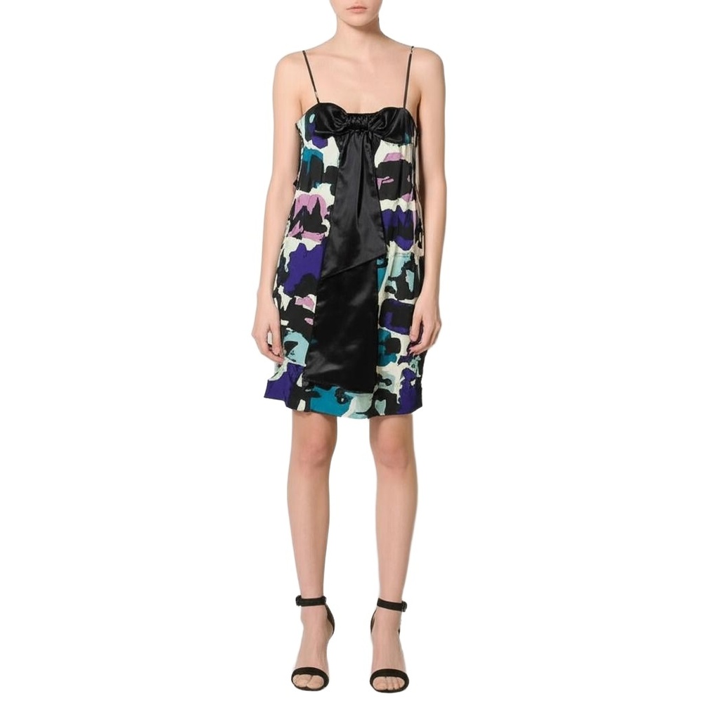 Kensie Mini Dress XS Multicolor Abstract Print Bow Detail Chic Party Vibrant New